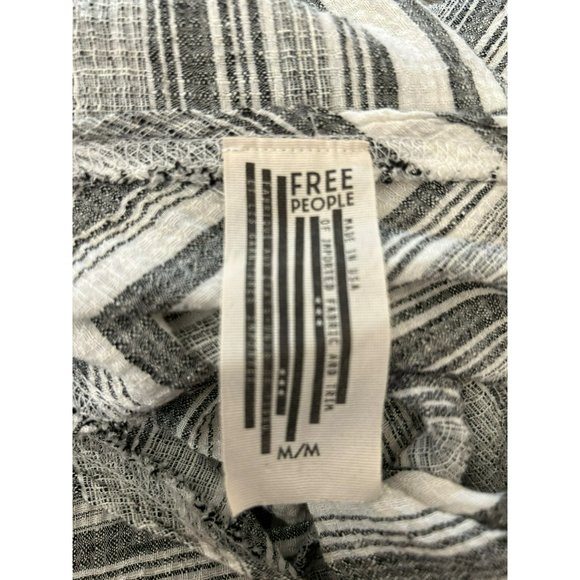 Free People Women's Black White Linen Blend Short Sleeve Pullover Beach Dress - Picture 5 of 5